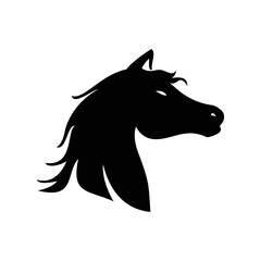 horse head silhouette design. fast wild animal logo template, sign and symbol.