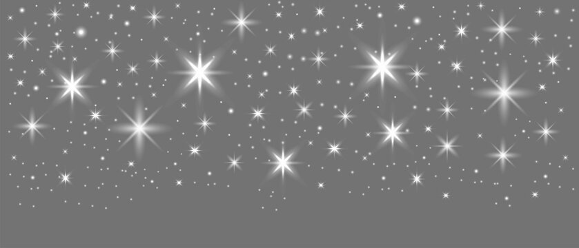 Realistic falling stars on a transparent background. Christmas background. PNG image