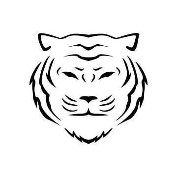 tiger head silhouette design. wild animal logo template, sign and symbol.