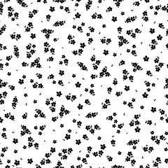 Cute floral pattern. Seamless vector texture. An elegant template for fashionable prints. Print with small black flowers and leaves. white background.