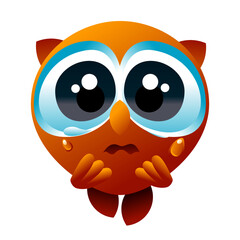 Suoer sad puppy eyes cartoon creature. Ai generated owl. Full ai vector  transparent background