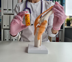 Knee bone pain in human anatomy healthcare medical concept
