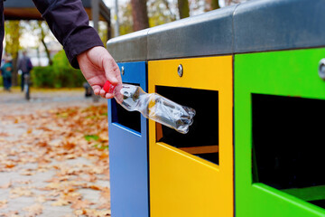 Modern color-coded public waste recycling system