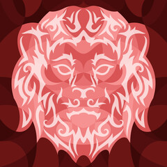 Vector art with red decorative lion head