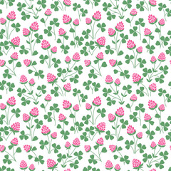 Clover seamless pattern. Wild meadow. Vector floral design. Nature summer print.