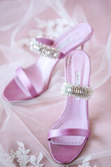 Purple and rhinestone occasion sandals