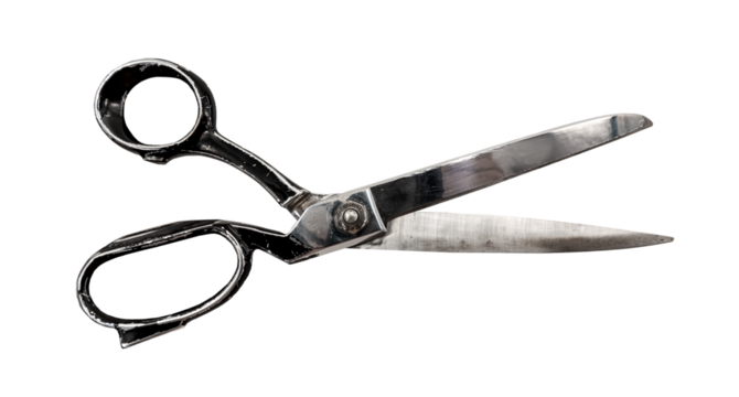 Old vintage tailor or seamstress scissors isolated on white background. scissors isolate