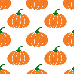 Hand drawn pumpkins seamless pattern. Thanksgiving vector background.  Perfect for clothes, fabric, scrapbooking, wrapping paper, etc
