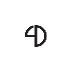 4D logo template circle line design vector