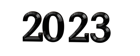 year 2023. 3D illustration numbers isolated white background