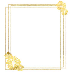 Obraz premium Gold Foil Frame ,gold splatter frames glitter,Gold brush stroke on transparent background.Wedding frame design and gold flowers.