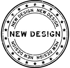 Grunge black new design word round rubber seal stamp on white background
