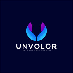lettering U abstract logo gradient colorful