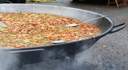 
Part of a giant Valencian paella prepared to feed hundreds of people
