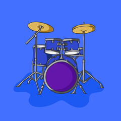 Fototapeta na wymiar hand illustration blue drum kit kit