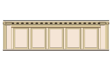 Marble beige wall and column in realistic style. Old building facade.