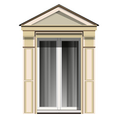 Dormer window in realistic style. Architectural details of houses.