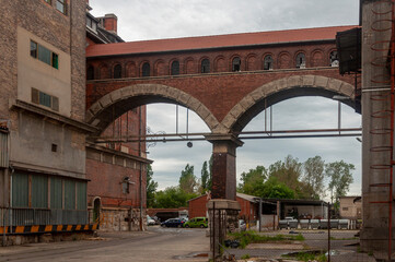 Old abandoned historic brick brewery in Budapest, Hungary
