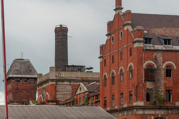 Old abandoned historic brick brewery in Budapest, Hungary