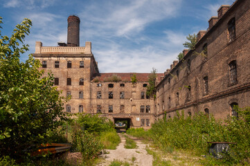Old abandoned historic brick brewery in Budapest, Hungary