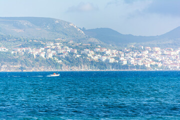 View of the picturesque coastal town of Pylos, Peloponnese, Greece