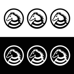 Circle horse animal logo template design
