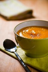 Winter squash soup on a table