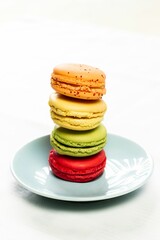 Stacked macarons on a plate