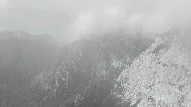 Time-lapse footage of the Kamnik Mountains in Slovenia, clouds moving over the Alps
