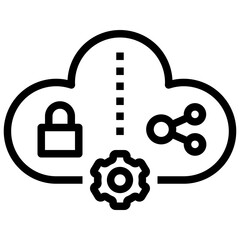 hybrid cloud outline style icon
