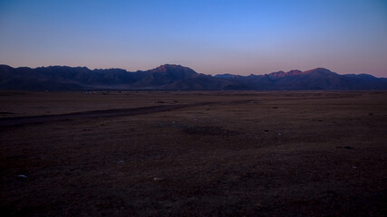 Beautiful sunset in the desert Gobi