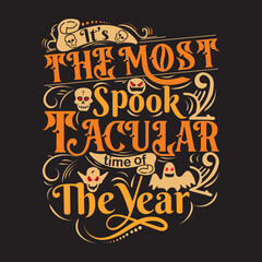 Happy Halloween t shirt design with Halloween elements or Hand drawn Halloween typography design