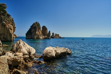 Beautiful view of the sea in Scopello, Sicily, Italy