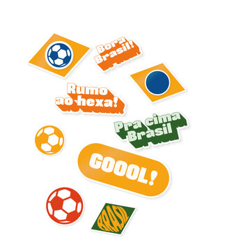 Adesivos stickers ilustração Brasil na copa do mundo de 2022 torcida rumo ao hexa.