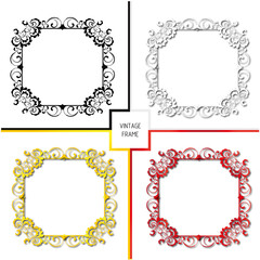 Set of frames in vintage style with elements of ornament, art.