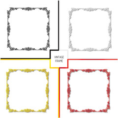 Set of frames in vintage style with elements of ornament, art.