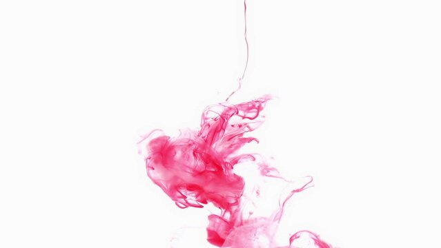Red color flowing in smoke forms, smooth abstract moving by acrylic paint
