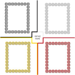 Set of frames in vintage style with elements of ornament, art.