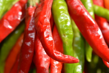 Makrofotografie grüne und rote Paprika