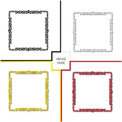 Set of frames in vintage style with elements of ornament, art.