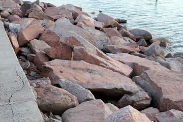 The stones lie on the shores of the Mediterranean Sea.