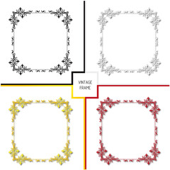 Set of frames in vintage style with elements of ornament, art.