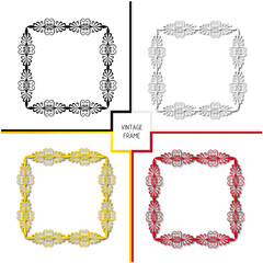 Set of frames in vintage style with elements of ornament, art.