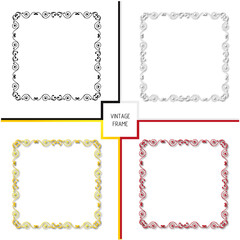 Set of frames in vintage style with elements of ornament, art.