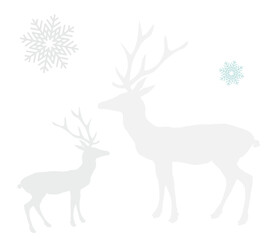 Deer and Snowfall isolated on transparent background.for Christmas Winter design.