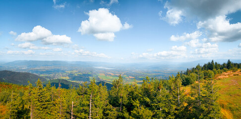 Mountain panorama view of Beskids in Poland
