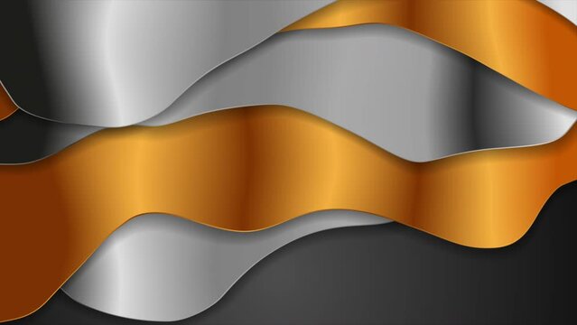 Silver and golden liquid waves abstract elegant background. Seamless looping motion design. Video animation Ultra HD 4K 3840x2160