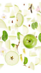 Green Apple Slice and Leaf Collection