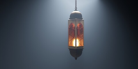 Arabic lantern with foggy light illustration. Empty space for copy paste text.