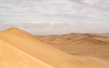 Fototapeta na wymiar Beautiful view of Namibia sand dunes under cloudy sky